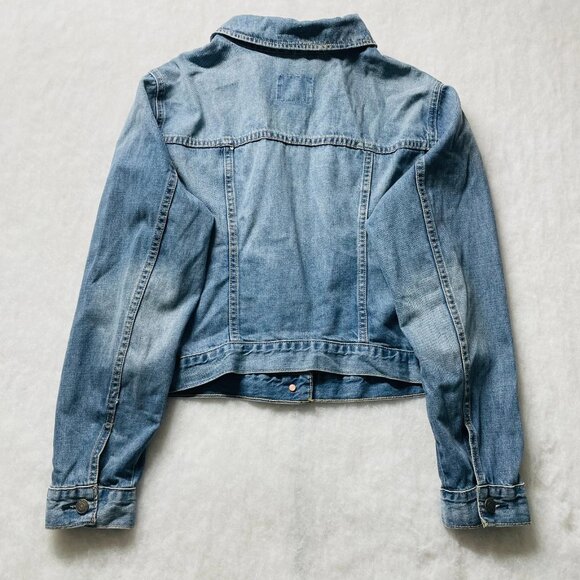 Old Navy Womens Blue Non Stretch Medium Washed Classic Jean Jacket Size X-Large - Picture 2 of 9
